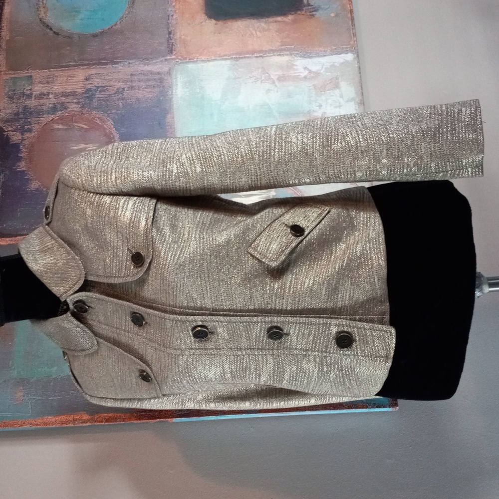 Perse Women's Military Style Gold Blazer/ Swing Jacket Size 2